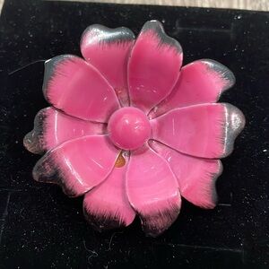 Vintage Pink Flower Pin 1960s